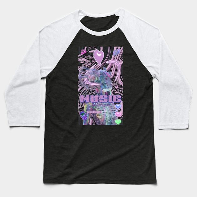 music Y2k hologram Baseball T-Shirt by Ethereal Graphics